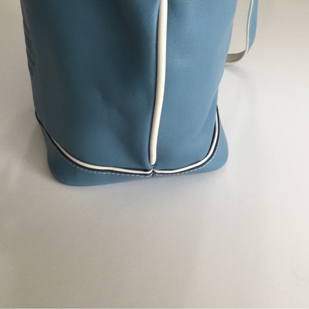 Coach Blue and White Leather Bucket Bag - Picture 3 of 12